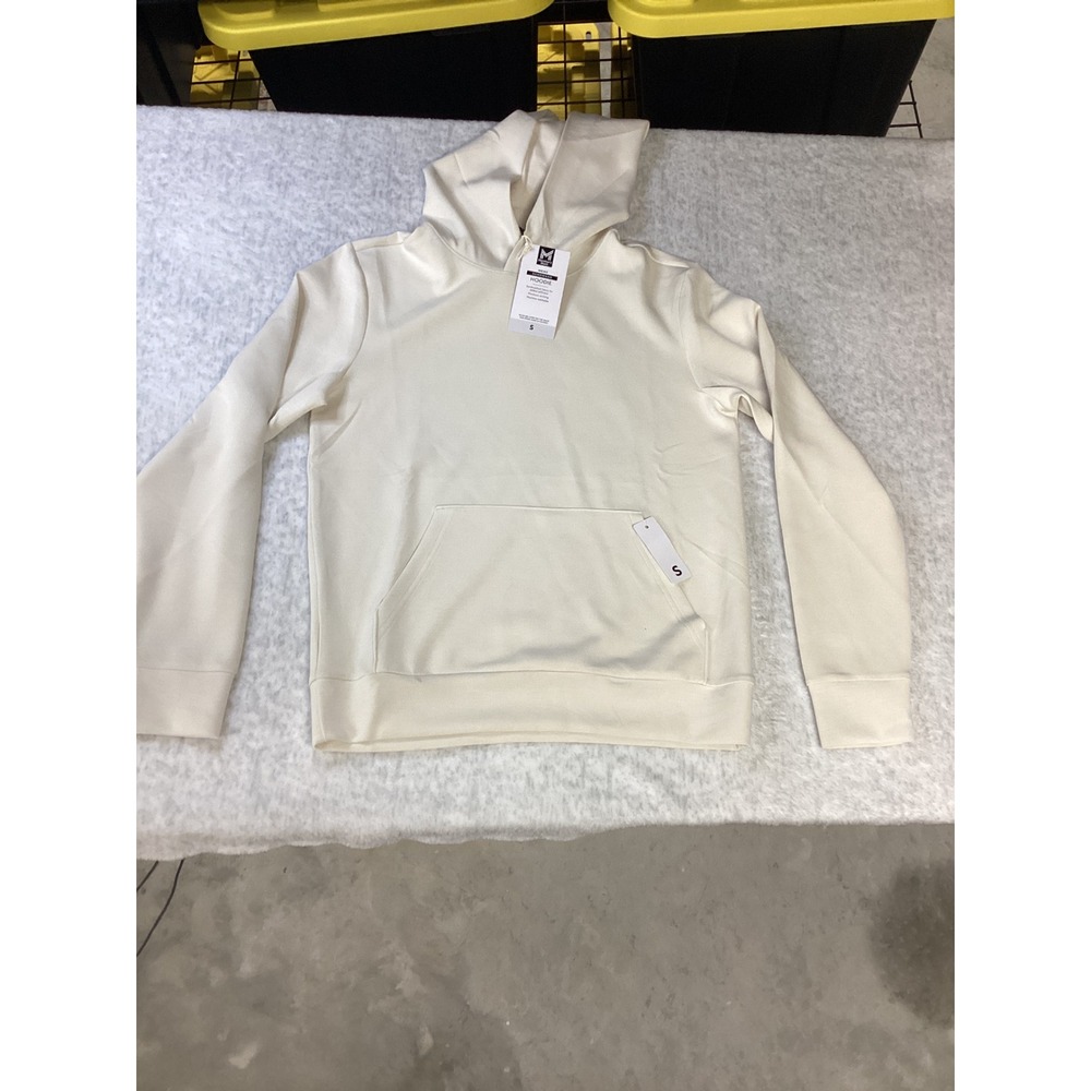 Member's Mark Mens Sandwash Hoodie Cream Moisture Wicking‎ Pullover Small NWT